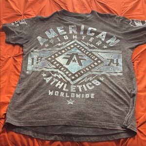 American Fighter Charcoal Tee with Blue Accents